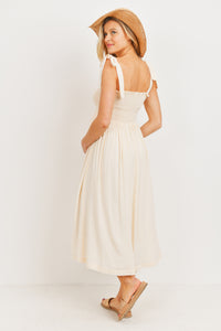 Shoulder Tie Midi Dress W/ Smocked Top - Yo Mama Maternity