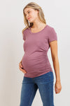 Round Neck Side Ruched Tee - Yo Mama Maternity
