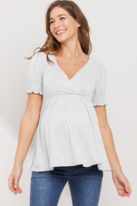 VNeck Top W/ Banded Sleeve - Yo Mama Maternity
