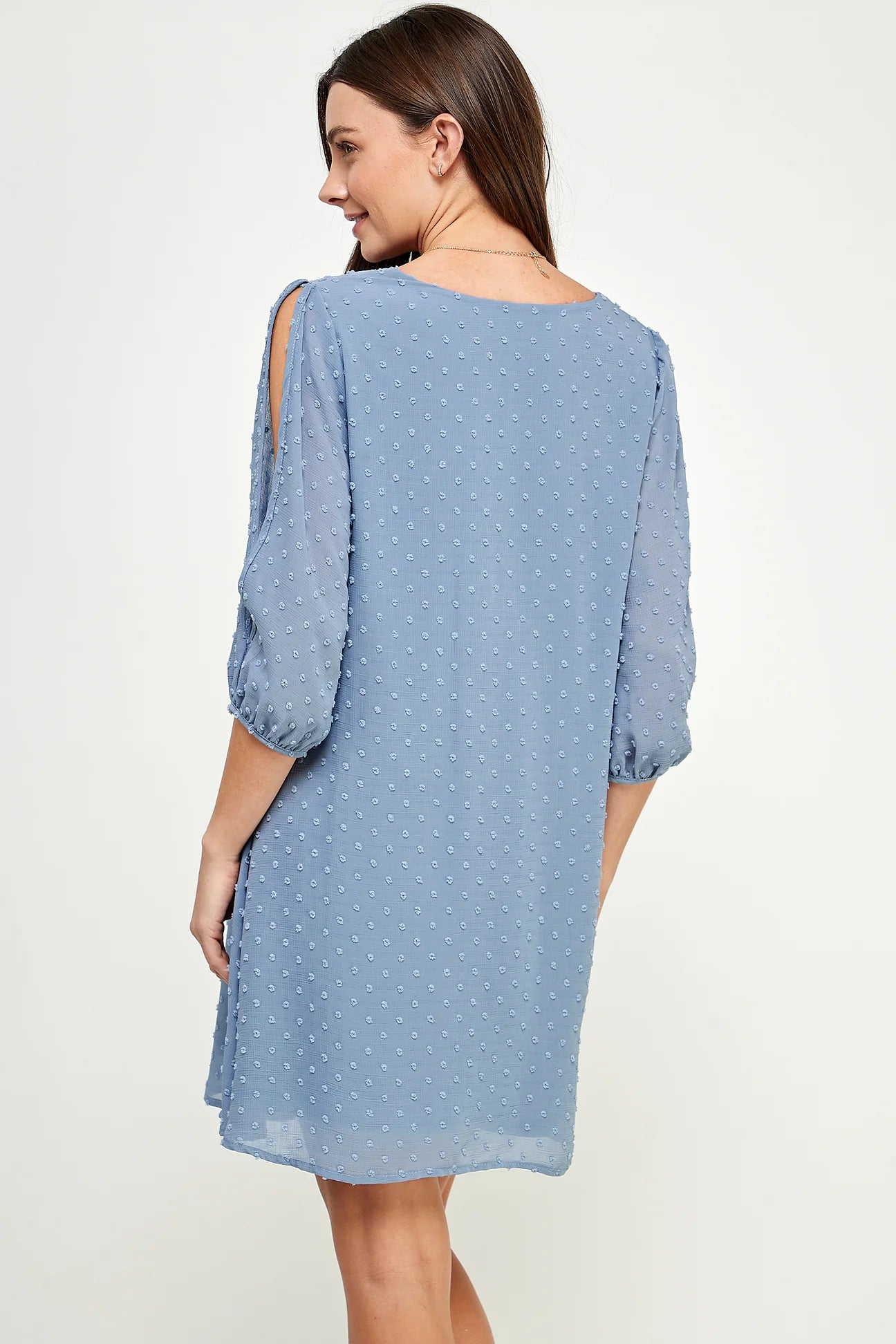 Cold Shoulder Swiss Dot Dress - Yo Mama Maternity