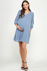 Cold Shoulder Swiss Dot Dress - Yo Mama Maternity
