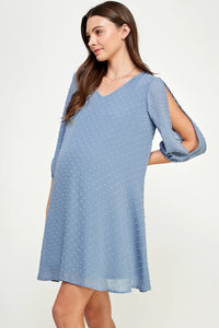 Cold Shoulder Swiss Dot Dress - Yo Mama Maternity
