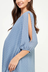 Cold Shoulder Swiss Dot Dress - Yo Mama Maternity