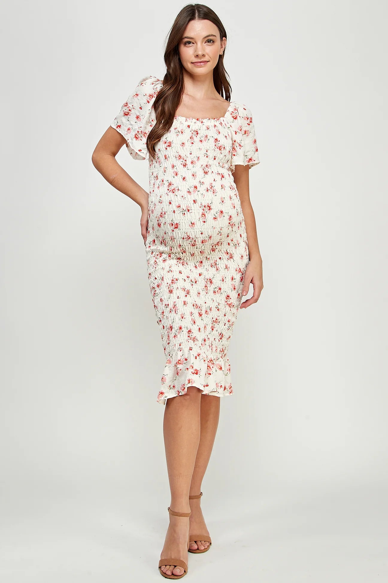 SHEIN Gathered Sleeve Button Front Floral Dress for Sale Australia