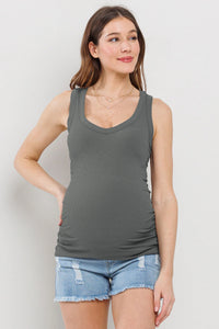 Vneck Tank W/ Ruching - Yo Mama Maternity
