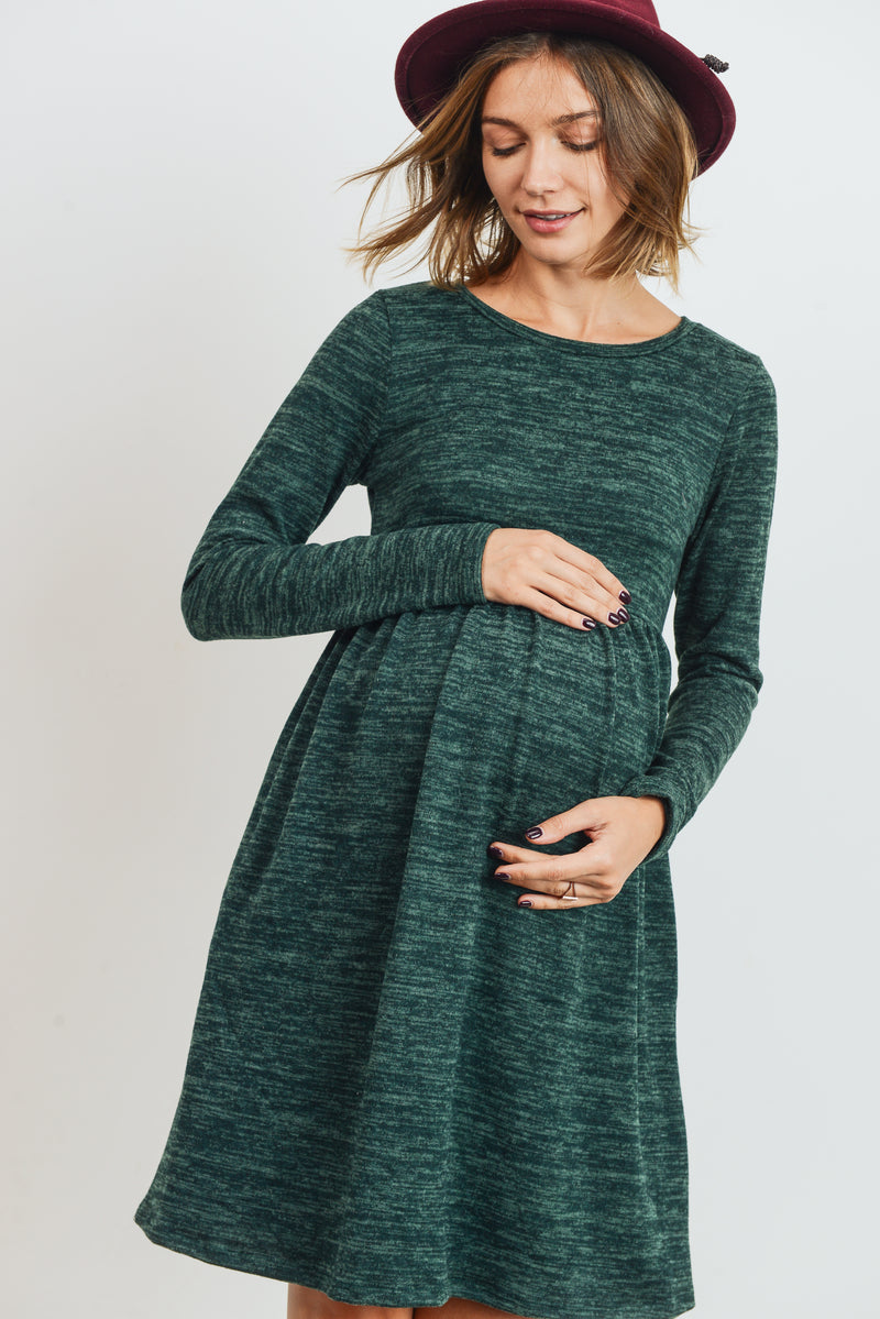 LS Pleated Aline Tunic Dress - Yo Mama Maternity