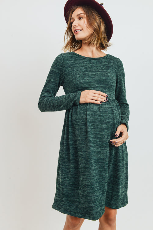 LS Pleated Aline Tunic Dress - Yo Mama Maternity