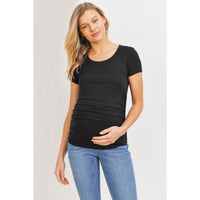 Round Neck Side Ruched Tee - Yo Mama Maternity