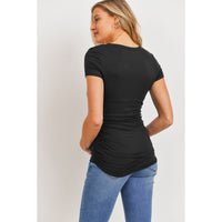 Round Neck Side Ruched Tee - Yo Mama Maternity