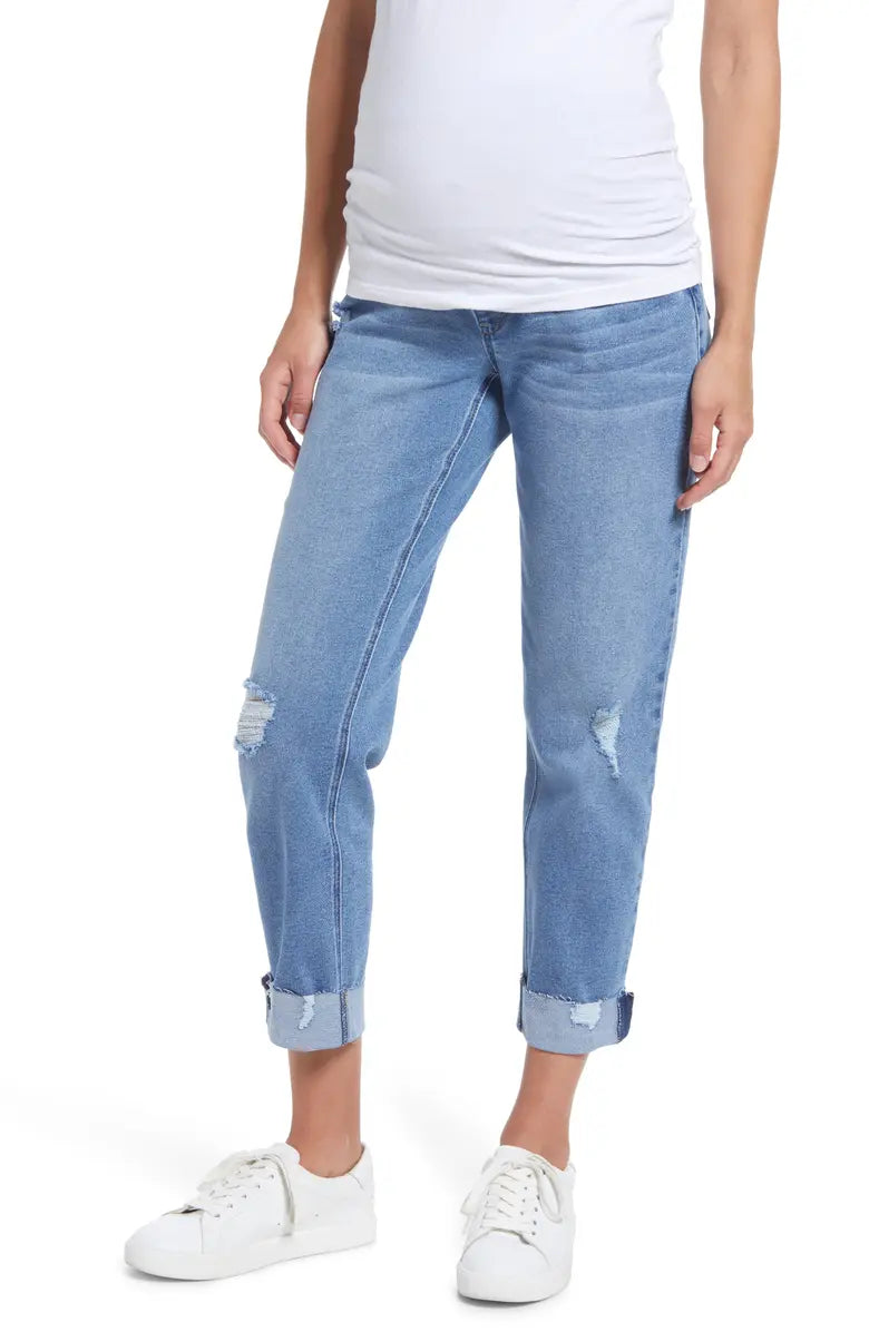 Slim Girlfriend Raw Hem Jeans - Yo Mama Maternity