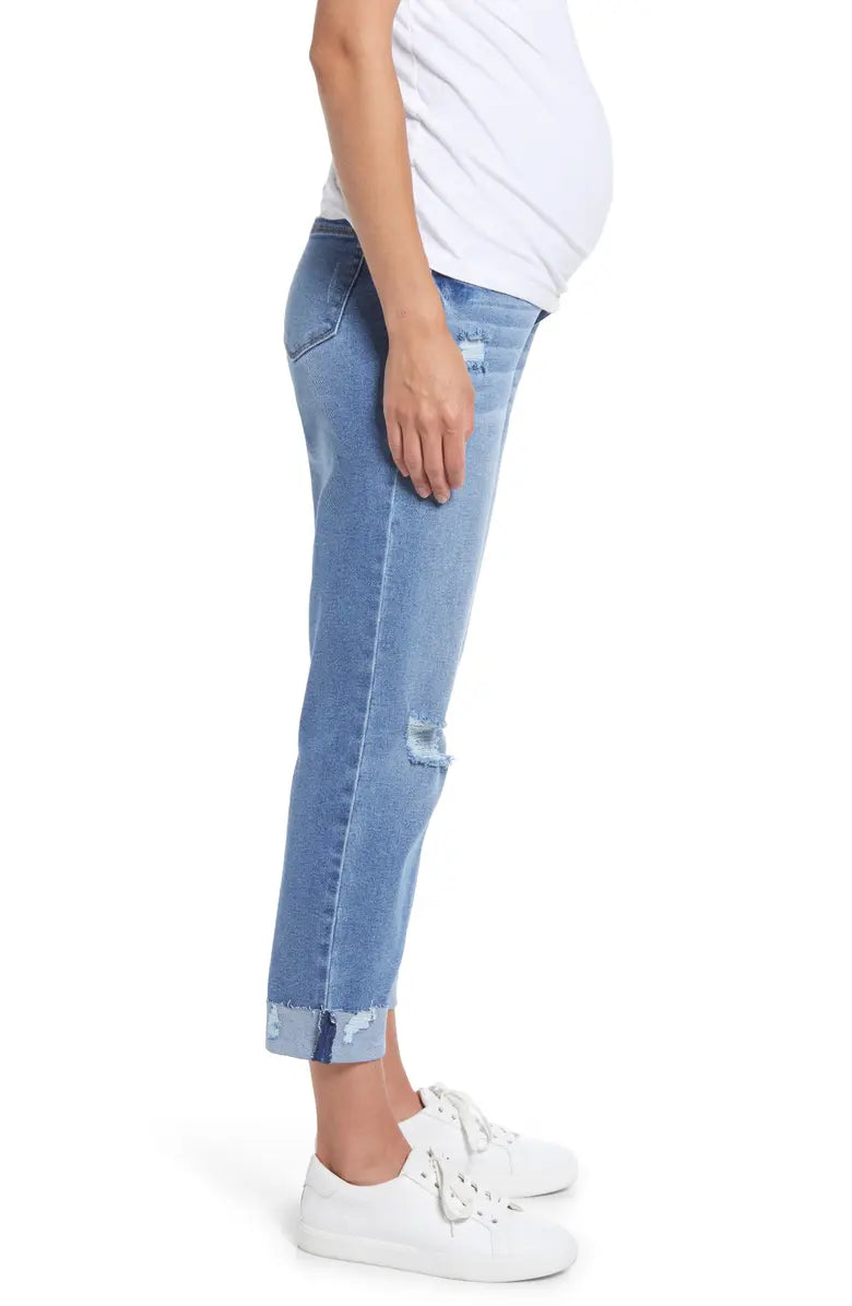 Slim Girlfriend Raw Hem Jeans - Yo Mama Maternity