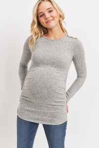 Ruched LS w/ Buttons - Yo Mama Maternity