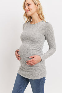Ruched LS w/ Buttons - Yo Mama Maternity