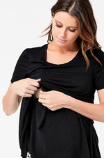 Short Sleeve Raw Edge Tee - Nursing & Maternity Clothes