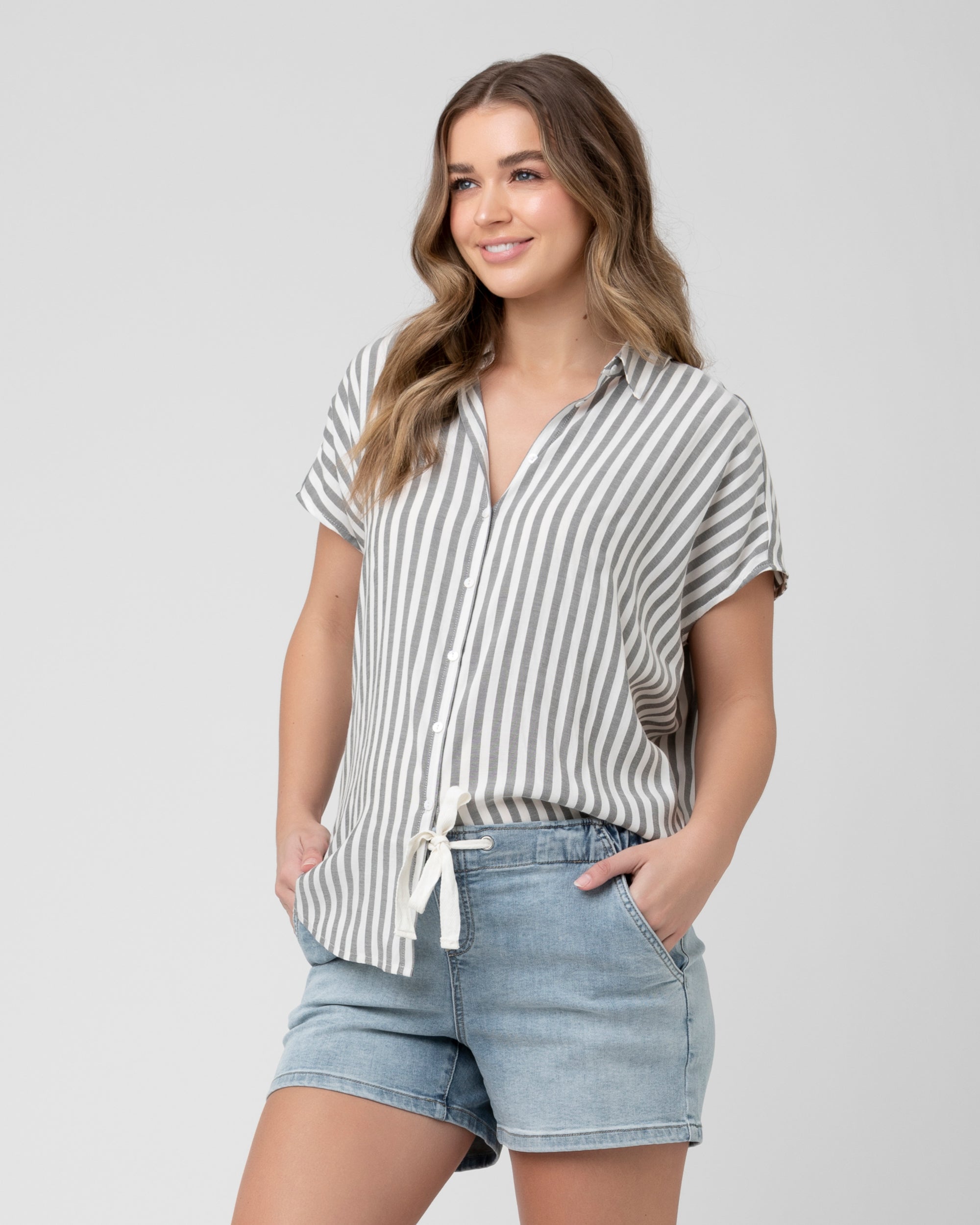 Ada Relaxed Button Down - Yo Mama Maternity